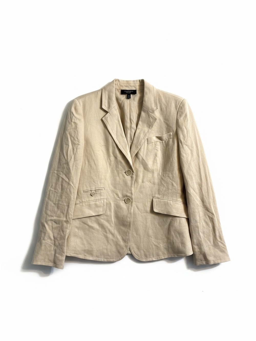 Talbots Kate Fit Linen Blend Blazer Tan Beige Size 12P Petite Career Jacket NWT